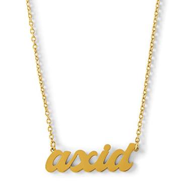 Imagem de Sorority Shop Colar Alpha Xi Delta — Design de fonte retrô com revestimento de ouro 18K, presentes femininos Alpha Xi Delta, One Size, Aço inoxidável, Sem Pedra Preciosa