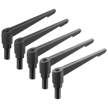 Imagem de Skweawert 5 peças de maçanetas de fixação, rosca macho M6 x 20 mm, parafuso giratório de liberação rápida ajustável, botões de parafuso para máquinas de torno, preto