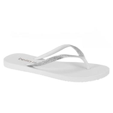 Imagem de Beira Rio, CHINELO DE DEDO FEMININO BEIRA RIO 8449.402 CORREIAS COM GLITTER Cor:Branco/Prata;Tamanho:34