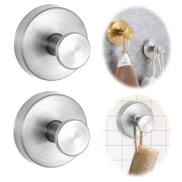 Imagem de QQM Ganchos de ventosa para chuveiro, azulejo, cozinha, porta de vidro, espelho, ganchos de toalha para banheiros, ganchos de banheiro sem broca para pendurar roupão de banho/casaco/toalhas - prata