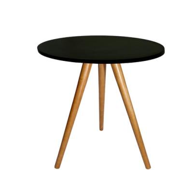 Imagem de Mesa Lateral Redonda 52cm Mesinha Sofá sala Quarto Pé Paltio 50cm (Preto)