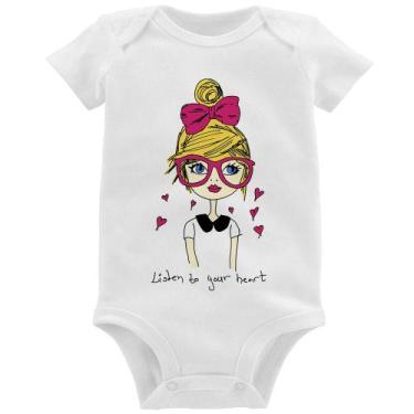 Imagem de Body Bebê Listen to your heart - Foca na Moda, Branco, M