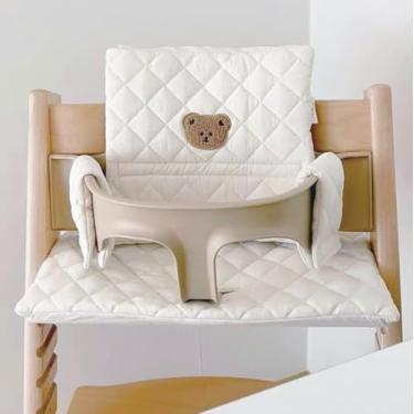 Imagem de Almofada para cadeira de jantar Baby Elephant Almofada portátil antiderrapante para sair Acessórios para cadeira de crescimento para comer para bebês, urso branco, uma peça