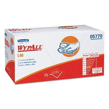 Imagem de Toalhas profissionais Kimberly-Clark WypAll 5770 DRC, 30 cm de largura x 58 cm de comprimento x, brancas (12 pacotes com 45)
