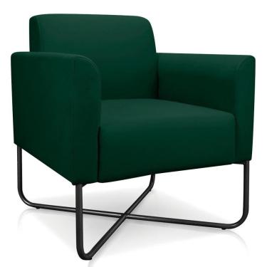 Imagem de Poltrona Decorativa Base Industrial X Preta Maressa S23 Suede Verde - Ibiza