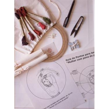 Imagem de Kit iniciante completo para Bordar com Risco (desenho) - vários, Pena 