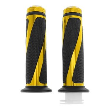 Imagem de TUCKBOLD Kit de capa de punhos de motocicleta de 22 mm 15/40.6 cm 24 mm kit de capas de guidão de borracha de liga de alumínio antiderrapante para motocicleta, scooter, bicicleta, quadriciclo, amarelo