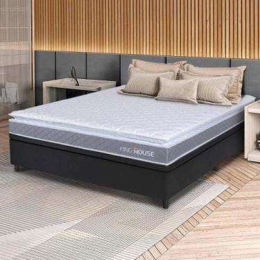 Imagem de Conjunto Box Baú Preto Durban Cinza Espuma D28 Casal 138x188x64 - King