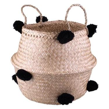 Imagem de Cesto Decorativo Redondo com Alça Cazza Coconut 44x32cm, UNICA