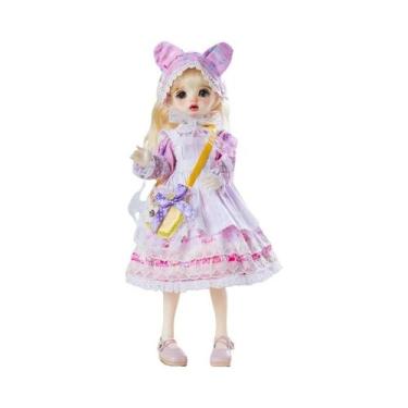 Imagem de Conjunto De Roupas De Boneca Bjd De 30cm, Vestido De Menina, Maquiagem
