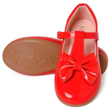 Imagem de Sapatilha Infantil Branca com Laço, Fivela Dourada, Estilo Mary Jane (Vermelha, BR, Adulto, Numérico, 37)