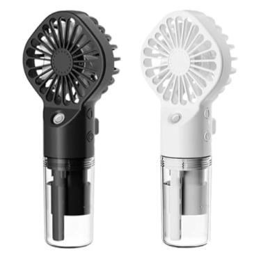Imagem de WALA Ventilador de Mão Ventilador de Névoa Portátil Portátil- Ventilador de Névoa de Spray Operado Por Bateria Recarregável- Ventilador de Névoa de Água- Refrigeração Pessoal de NéPadrão,Preto/Branco
