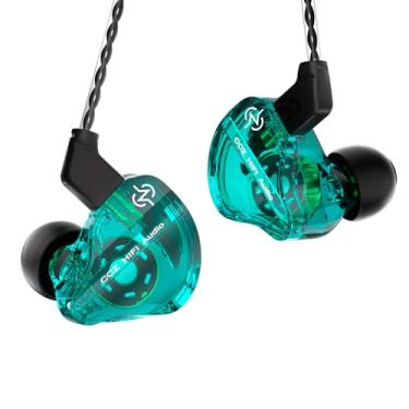 Imagem de CCZ DC01 Pro in Ear Monitor Fones de ouvido Ultrastrong Bass Edition Gaming Earbuds com ajuste profissional em forma de V 4N cabo OFC para músicos/cantores/audiófilos (sem microfone, ciano)