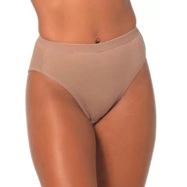 Imagem de 3 Calcinhas Cotton Plus Size Cintura Alta Lithos Demillus, Bege, G