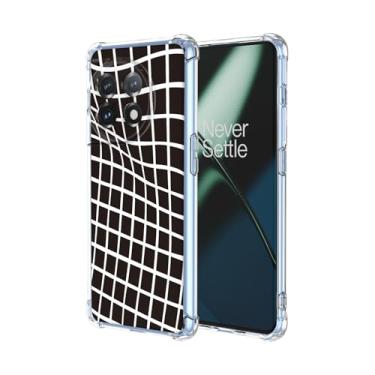 Imagem de JDYGWK Capa para Oneplus 11 1+ 11 estampa floral transparente, silicone TPU macio, fina, à prova de choque, capa protetora antiarranhões para Oneplus 11, preto e branco quadriculado