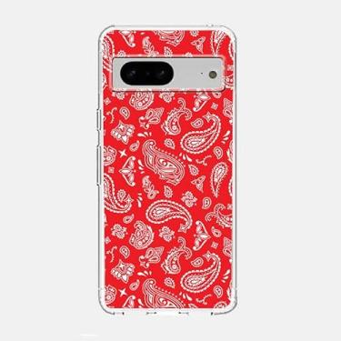 Imagem de Blingy's Capa para Google Pixel 7a, estampa de bandana divertida, estilo paisley, capa protetora de TPU macio compatível com Google Pixel 7a (bandana vermelha)