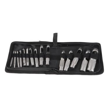 Imagem de FTVOGUE Furro de Aço de Carbono Perfurador, Poncher Manual de 15pcs Com 15 Tamanhos, Kit de Ferramentas para Perfurador de Couro à Prova de Ferrugem, Armazenamento Conveniente para Perfuração de Couro