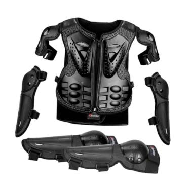 Imagem de NITAGO Macacão de Proteção para Motocicleta Infantil com Cotoveleiras E Joelheiras para Atividades Ao Ar Livre, Preto