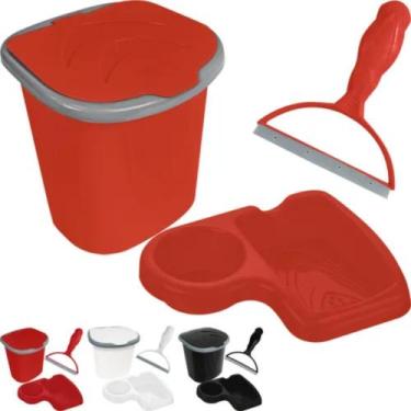 Imagem de Kit Pia Cozinha Porta Detergente Esponja Lixeira 3 L Rodinho - KEITA