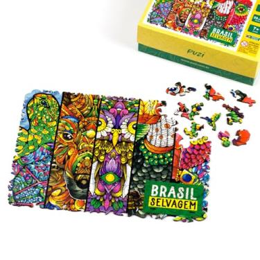 Imagem de Quebra-Cabeça Brasil Selvagem (Edição Especial #2) 200 Peças de Madeira (Com Peças em Formas de Animais)