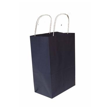 Imagem de Sacola Papel Kraft Preto Alça Papel Torcido 18x25x8 cm 10 un