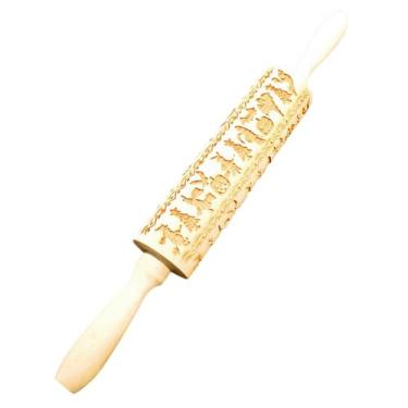 Imagem de Generic Rolo de massa de madeira em para biscoitos, utensílios de cozinha com padrões temáticos de Halloween, rolo de massa para biscoitos e tortas de, Misturado