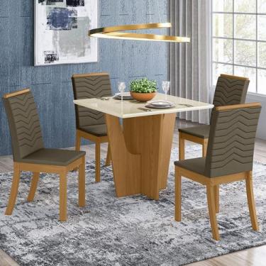 Imagem de Mesa de Jantar 4 Lugares Scarlett com Vidro Nature/Off White/Bege - Pa