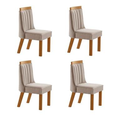 Imagem de Cadeiras Kit 4 Cadeiras Lisboa Cinamomo/Linho Bege - Lj Móveis, Modern
