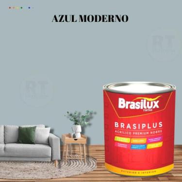 Imagem de Tinta Semi Brilho Cor Azul Petróleo 800ml Brasiplus Acrílica Lavável. 