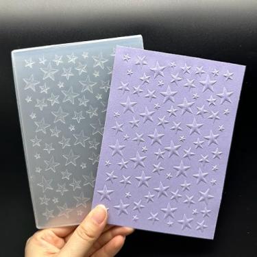 Imagem de Modelo de pasta em relevo de plástico 3D textura de estrelas estereoscópicas tamanho A6 para fazer cartões, faça você mesmo, scrapbooking, papel, artesanato, artesanato, scrapbook, artes, decoração