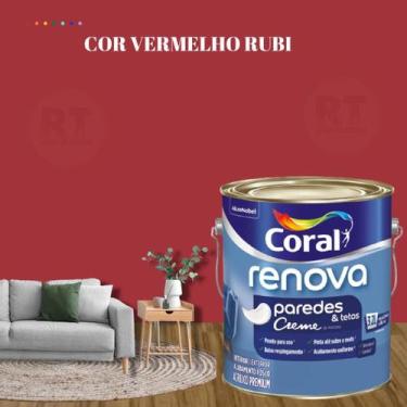 Imagem de Tinta Para Parede Acrílica Coral Renova Cor Vermelho 3,2l Lavável Prem