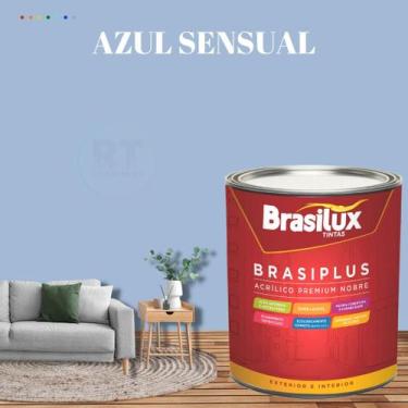 Imagem de Tinta Semi Brilho Cor Azul Petróleo 800ml Brasiplus Acrílica Lavável. 