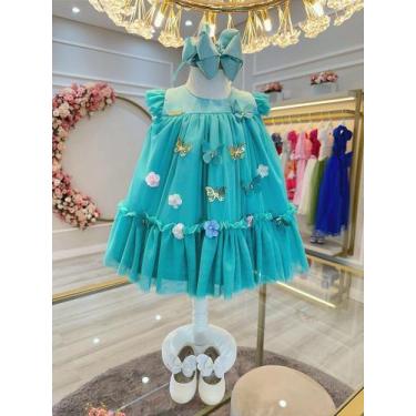Imagem de Vestido Infantil Verde Jardim Encantado Luxo - Fabuloso Ateliê, 1