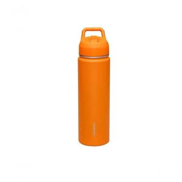 Imagem de Garrafa Térmica Tramontina Aço Revestido Laranja Com Canudo 650ml