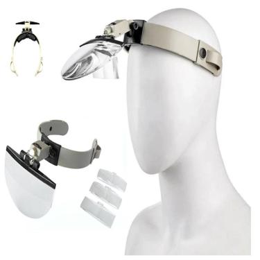 Imagem de Oculos Lupa Maos Livre Profissional Led Lente De Cabeca Aumento Estetica Reparo Joias Leitura Ourives