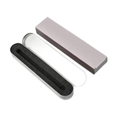 Imagem de Bothyi Porta-canetas, organizador de pincéis de maquiagem, caixa retangular multifuncional com dobradiças, estojo de metal para canetas e pincéis, Forro de Esponja Prateada