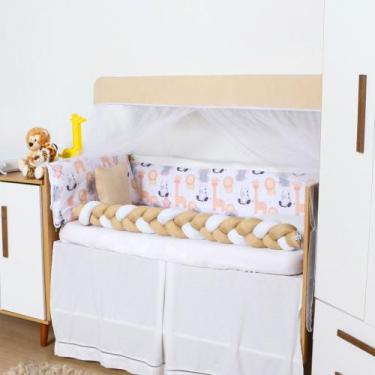 Imagem de Kit de Berço Para Bebê com Trança e Mosquiteiro Menino Menina Clean 9 
