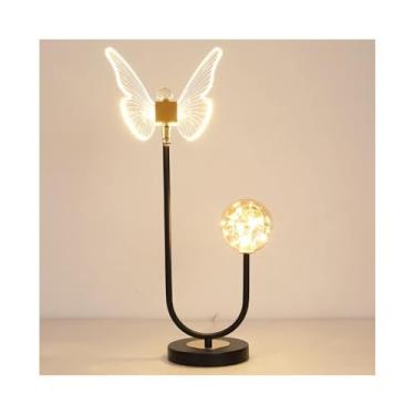 Imagem de Abajur de cabeceira Abajur de cabeceira borboleta, abajur moderno e elegante para sala estar, quarto, 3 vias, regulável, multicolorido(Preto)