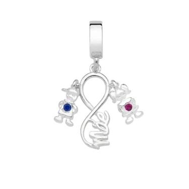 Imagem de Berloque Mãe e Casal de Filhos  Amor Infinito em Prata 925