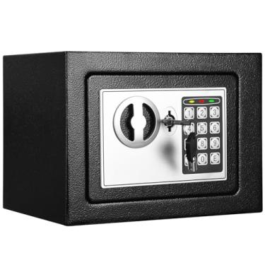 Imagem de TOTOY SAFEMini cofre pessoal 0,4 metros cúbicos - Cofre de segurança digital eletrônico de aço com chave, caixa de segurança para armário de parede oculto para escritório em casa, dormitório, joias