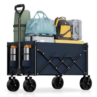 Imagem de Carrinho dobrável leve, carrinho de compras dobrável de grande capacidade em rodas grandes, carrinhos de compras dobráveis resistentes, carrinhos utilitários para uso ao ar livre todo-o-terreno, 10 m