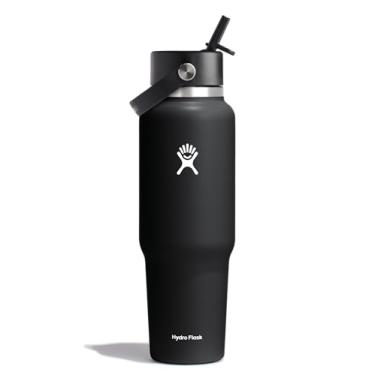 Imagem de Hydro Flask Garrafa de viagem com canudo flexível de 1,134 g, preta