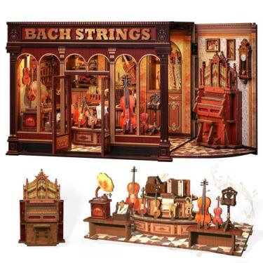 Imagem de Kit DIY Miniature House Dollhouse CUTEBEE Book Nook com LED