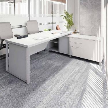 Imagem de Mesa de Escritório Diretor em L 2,00 com Caixa de Tomadas e Armário Lateral Corporate Cinza