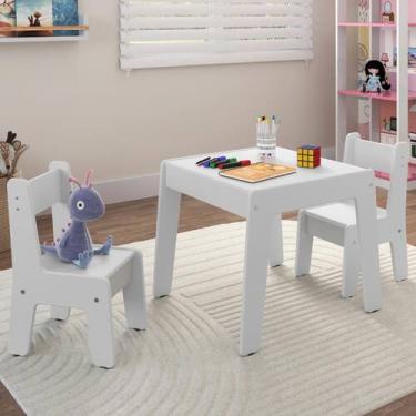 Imagem de Conjunto De Mesa Infantil Com 2 Cadeiras Diana Branco Brilho - Drop de
