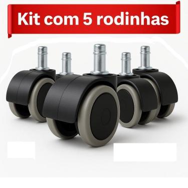 Imagem de Kit Com 5 Rodinhas Para Cadeira De Escritório Giratória 360º