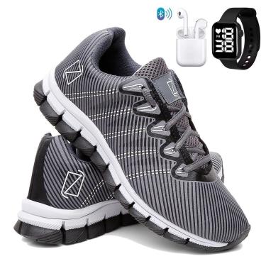 Imagem de Tênis Masculino Para Corrida Academia Caminhada Confortável Super Leve + Fone + Relógio-Masculino
