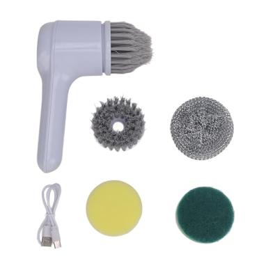 Imagem de Escova de limpeza elétrica portátil sem fio com display de bateria 2 modos de velocidade 5 cabeças substituíveis para janela pia do banheiro Material ABS leve à prova d'água