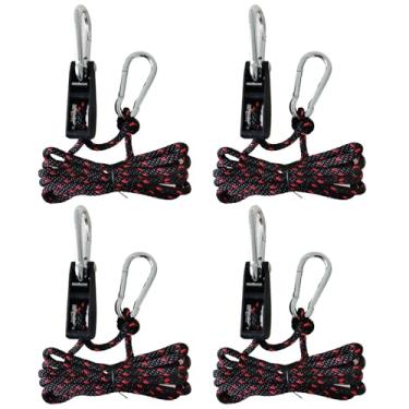 Imagem de NONGKANG Amarração de corda, polia catraca ajustável de 1/4" (6 mm) (4 peças, 3,7 m/pacote), adequada para fixação de caiaque, transporte de carga, caminhões, barracas, plantas suspensas e vários