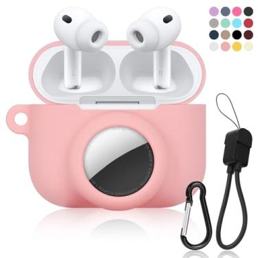 Imagem de Capa de silicone macio 2 em 1 compatível com AirPod Pro 3 e AirTag, capa protetora à prova de choque para AirPod Pro 3 com kit de limpeza e cordão de cabo de dados para homens e mulheres